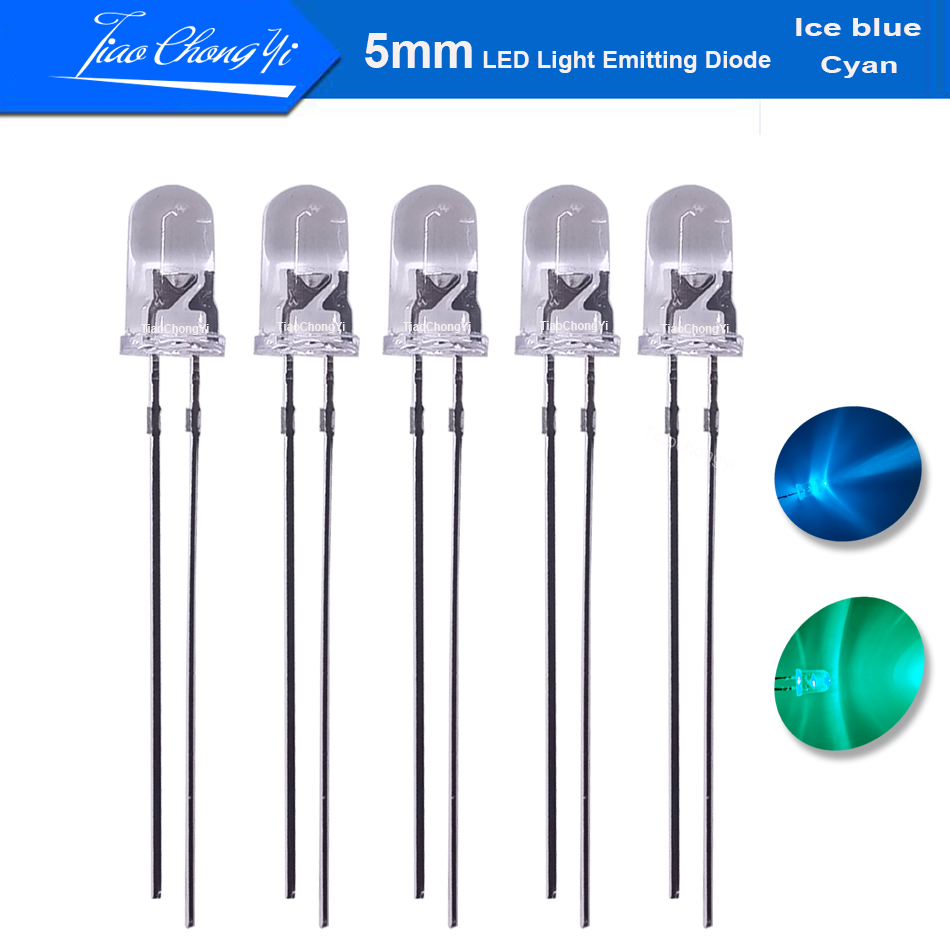 Actinic Blue Led - 5 mm 2-polige Cyan-Eisblau 480 nm