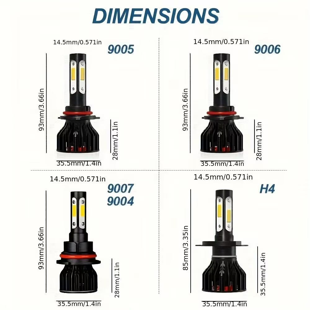 2 Stück neue 4 Seiten 9005/HB3 – Actinic Blue Led Bewertung und Preis